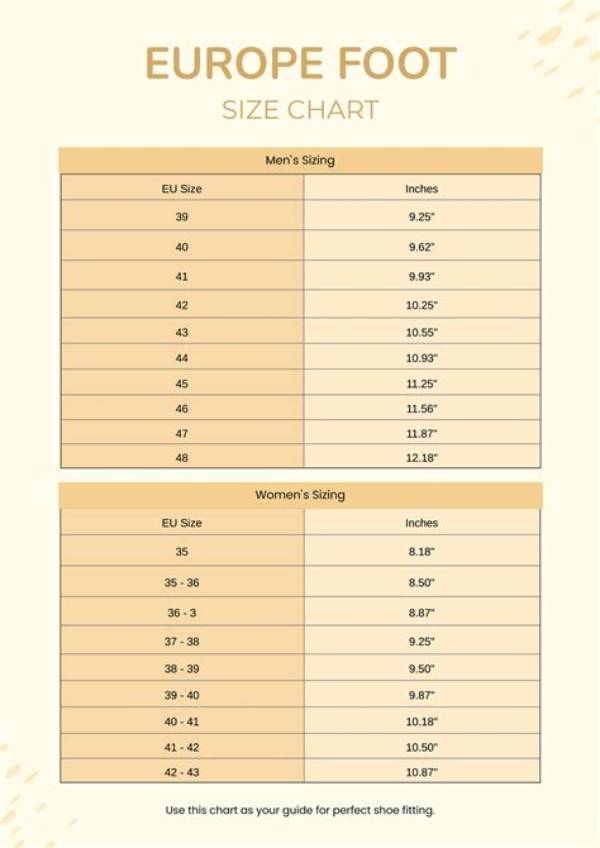 Size 6 to European Conversion Chart: Visual Evidence and Brand Comparisons