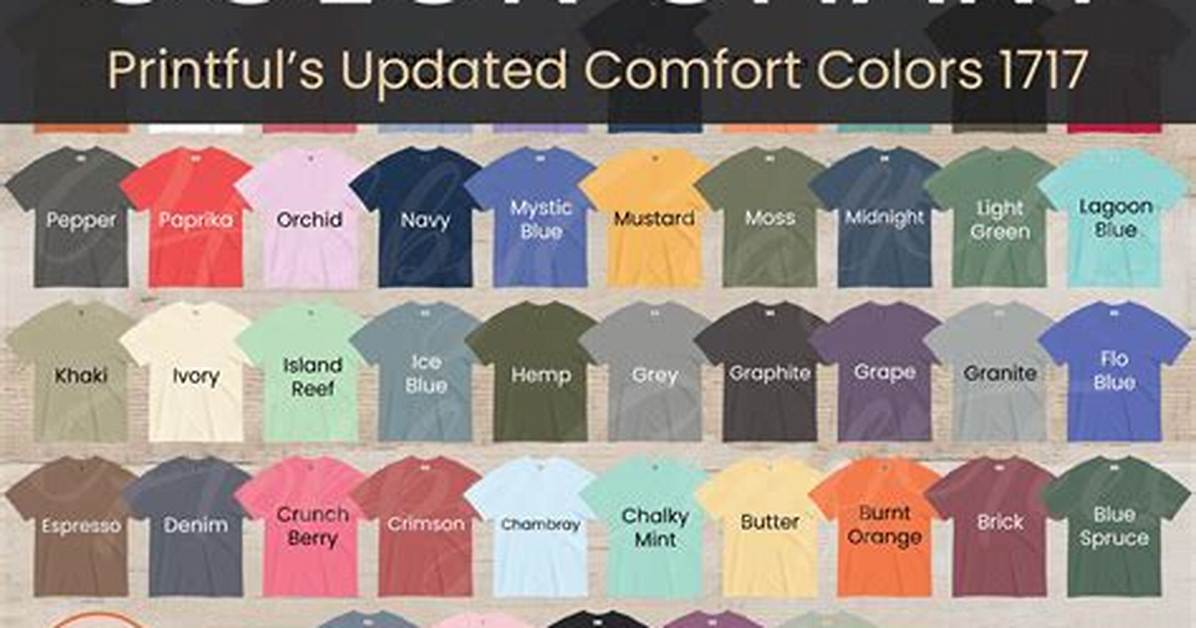 The Definitive Comfort Colors Chart Guide: All Hex Codes, Swatches, and Sizing